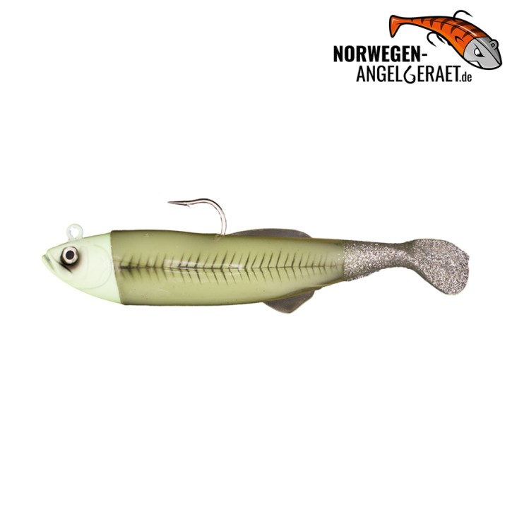 Arctic Herring Shad - Glow - 200g inkl. Ersatzkörper | Gummifisch, Meeresköder für Dorsch, Köhler und Heilbutt - norwegen-angelgeraet.de