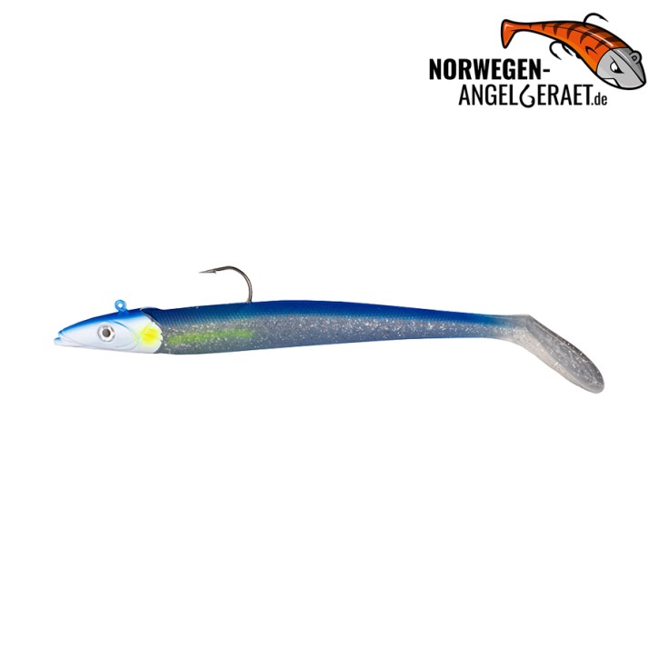 Sandy Sandeel Shad - Blue Silver - 150 Gramm inkl. Ersatzkörper | Sandaal Meeresköder, Gummifisch für Norwegen – von norwegen-angelgeraet.de