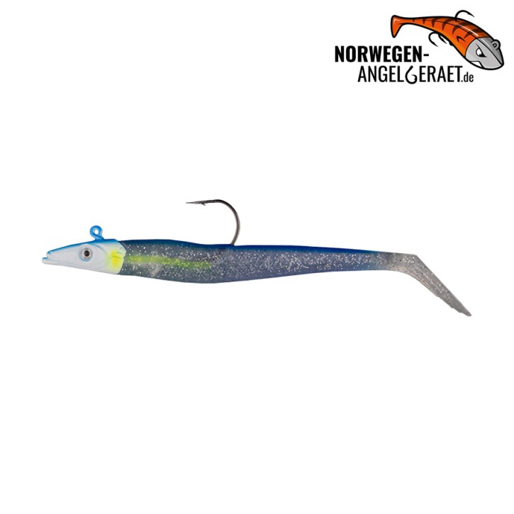 Sandy Sandeel Shad - Blue Silver - 60 Gramm inkl. Ersatzkörper | Sandaal Meeresköder, Gummifisch für Norwegen – von norwegen-angelgeraet.de