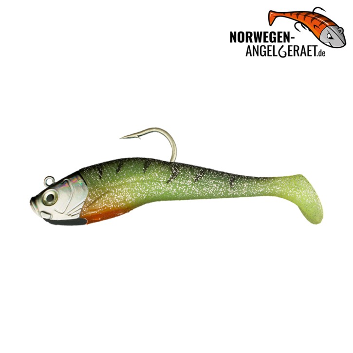 Stormy Sea Shad - Glow Tiger - 300 Gramm inkl. Ersatzkörper | Norwegen Meeresköder Klassiker für Heilbutt und Dorsch - von norwegen-angelgeraet.de