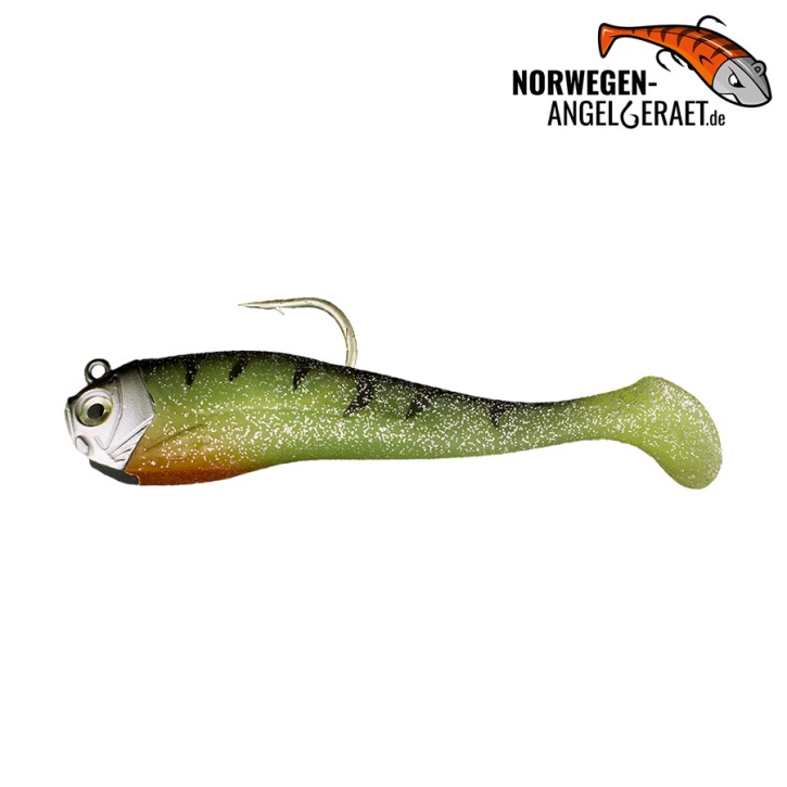 Stormy Sea Shad - Glow Tiger - 200 Gramm inkl. Ersatzkörper | Norwegen Meeresköder Klassiker für Heilbutt und Dorsch - von norwegen-angelgeraet.de