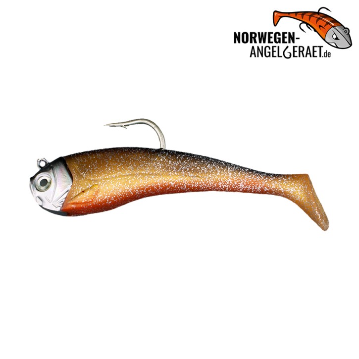 Stormy Sea Shad - Gold Glitter - 200 Gramm inkl. Ersatzkörper | Norwegen Meeresköder Klassiker für Heilbutt und Dorsch - von norwegen-angelgeraet.de