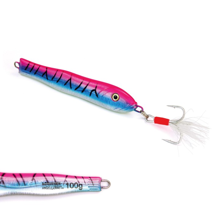 Fast & Deep Pilker - Makrele-Pink-Glow - 100 Gramm - Ideal für Dorsch, Köhler, Pollack und Heilbutt in Norwegen - von norwegen-angelgeraet.de