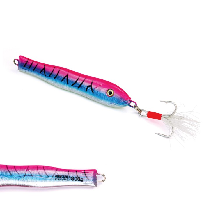 Fast & Deep Pilker - Makrele-Pink-Glow - 300 Gramm - Ideal für Dorsch, Köhler, Pollack und Heilbutt in Norwegen - von norwegen-angelgeraet.de