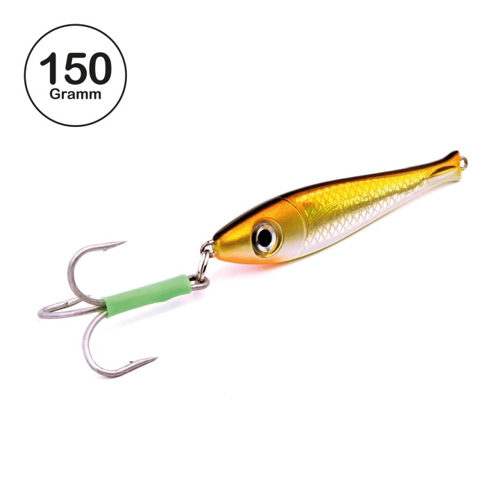 ProTack - Bullhead Slayer Pilker - Sandaal - Glow Belly - 150 Gramm | Ideal zum Angeln auf Dorsch, Köhler, Pollack und Heilbutt in Norwegen