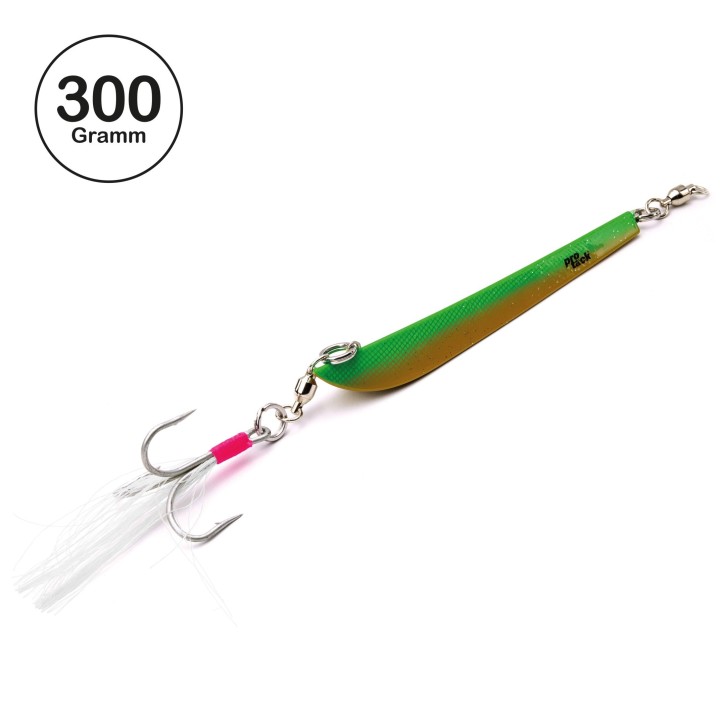 Pro Tack - Evo Bergmann Pilker - UV Motoroil - Magic Scale - 300 Gramm | Meeresköder für Dorsch und Heilbutt in Norwegen - Svenskepilk, Bananen Pilker