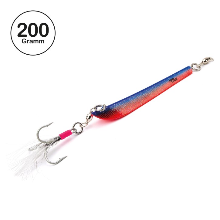 Pro Tack - Evo Bergmann Pilker - UV Orange - Magic Scale - 200 Gramm | Meeresköder für Dorsch und Heilbutt in Norwegen - Svenskepilk, Bananen Pilker