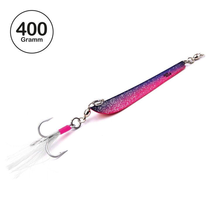 Pro Tack - Evo Bergmann Pilker - UV Pink - Magic Scale - 400 Gramm | Meeresköder für Dorsch und Heilbutt in Norwegen - Svenskepilk, Bananen Pilker