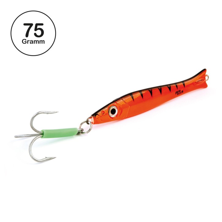 Pro Tack - Pro Slayer Pilker - Orange UV Tiger - 75 Gramm | Perfekt zum Angeln auf Dorsch, Köhler, Pollack und Heilbutt in Norwegen