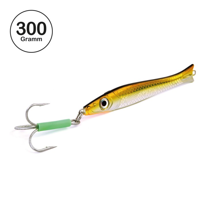 Pro Tack - Pro Slayer Pilker - Sandaal - Glow Belly - 300 Gramm | Perfekt zum Angeln auf Dorsch, Köhler, Pollack und Heilbutt in Norwegen