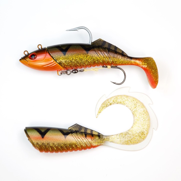 ProTack - Salty Slayer Shad - Gold Tiger - 360 Gramm inkl. Wechselkörper | Meeresköder zum Heilbutt und Dorsch angeln in Norwegen und Island
