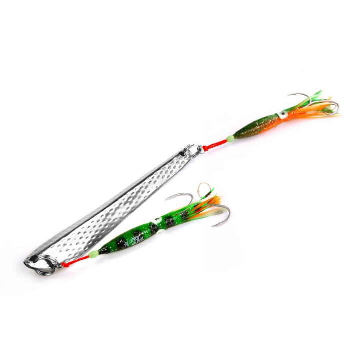 ProTack - Seewolf Klopfer - Grün Orange Glow - 200 Gramm | Steinbeißer Köder, Pilker für Naturköder zum Angeln in Norwegen und Island