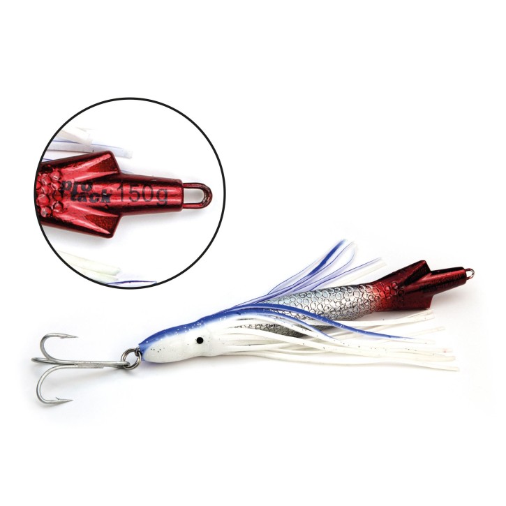 ProTack - Squid Pilk - Chrom-Rot - 150 Gramm - Klassiker für Dorsch, Köhler und Heilbutt in Norwegen und Island – Calamar Pilker, Calmar Pilker