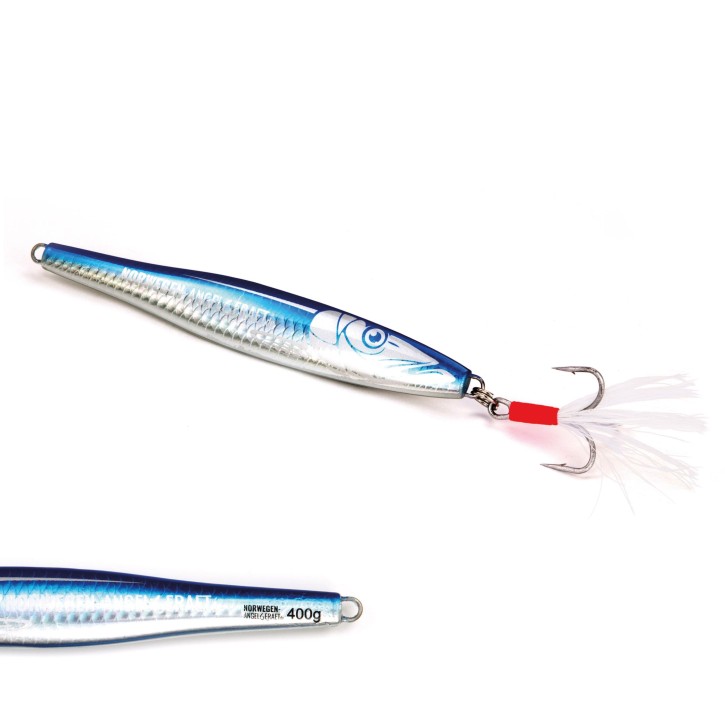 Tobynator Pilker - Blau-Holo-Glow – 400 Gramm - Ideal für Dorsch, Köhler, Pollack und Heilbutt in Norwegen – von norwegen-angelgeraet.de