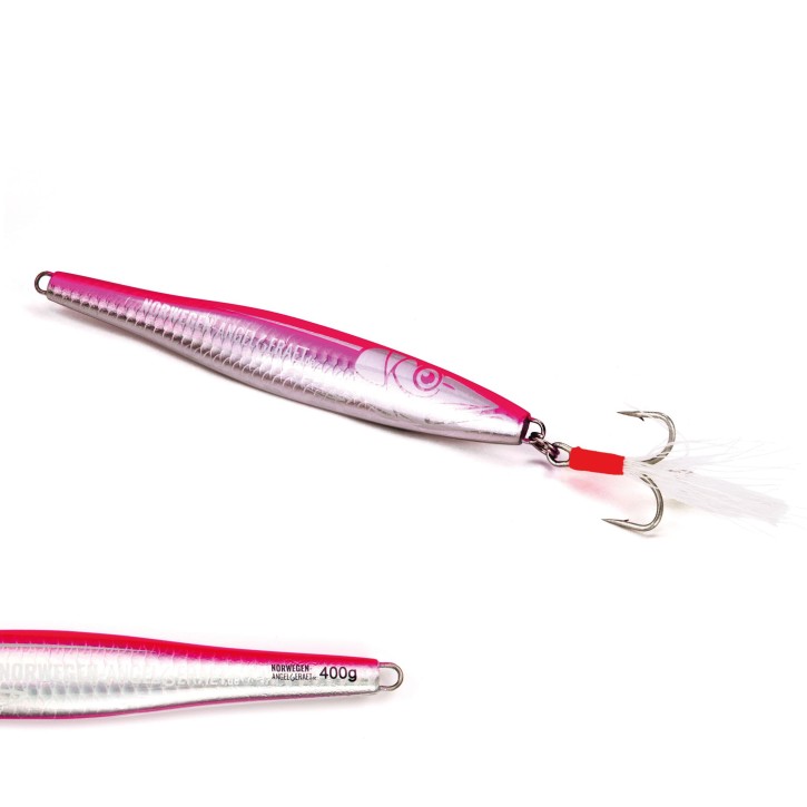 Tobynator Pilker - Pink-Holo-Glow - 400 Gramm - Ideal für Dorsch, Köhler, Pollack und Heilbutt in Norwegen - von norwegen-angelgeraet.de