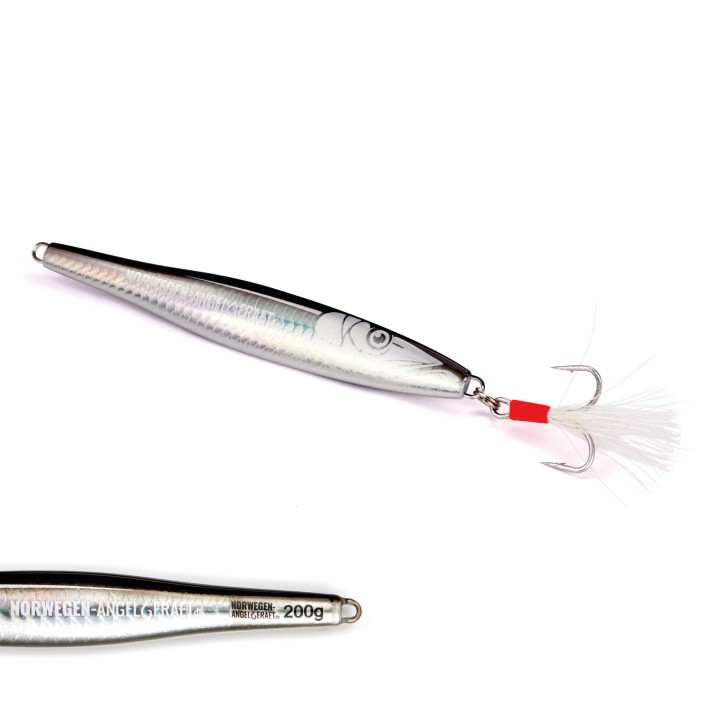 Tobynator Pilker - Schwarz-Holo-Glow – 200 Gramm - Ideal für Dorsch, Köhler, Pollack und Heilbutt in Norwegen – von norwegen-angelgeraet.de