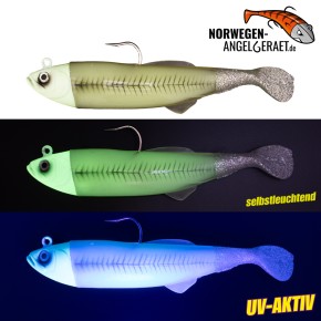 Arctic Herring Shad - Blue Mackerel - 300g inkl. Ersatzkörper | Gummifisch, Meeresköder für Dorsch, Köhler und Heilbutt - norwegen-angelgeraet.de