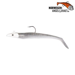Sandy Sandeel Shad - Glow Glitter - 60 Gramm inkl. Ersatzkörper | Sandaal Meeresköder, Gummifisch für Norwegen – von norwegen-angelgeraet.de