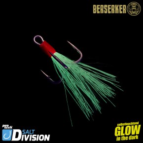 ProTack - Glow Treble Hook 6 X Strong - Größe 4/0 - High Carbon - Selbstleuchtend - UV Aktiv | Hochsee, Salzwasser Drillinge, Meereshaken für Island, Norwegen