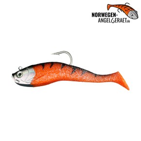 Stormy Sea Shad - Orange Tiger - 300 Gramm inkl. Ersatzkörper | Norwegen Meeresköder Klassiker für Heilbutt und Dorsch - von norwegen-angelgeraet.de