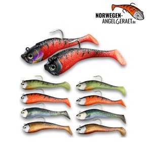 Stormy Sea Shad - Orange Tiger - 300 Gramm inkl. Ersatzkörper | Norwegen Meeresköder Klassiker für Heilbutt und Dorsch - von norwegen-angelgeraet.de