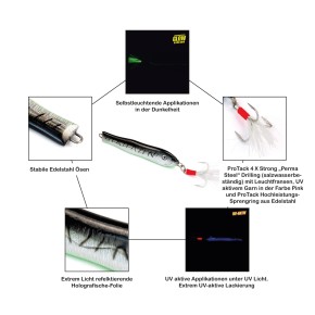 Fast & Deep Pilker - Makrele-Schwarz-Grün-Glow - 100 Gramm - Ideal für Dorsch, Köhler, Pollack und Heilbutt in Norwegen - von norwegen-angelgeraet.de