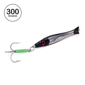Pro Tack - Pro Slayer Pilker - Black Knight - Schwarz Silber - 300 Gramm | Perfekt zum Angeln auf Dorsch, Köhler, Pollack und Heilbutt in Norwegen