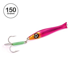 Pro Tack - Pro Slayer Pilker - Pink Silber - Glow Belly - 150 Gramm | Perfekt zum Angeln auf Dorsch, Köhler, Pollack und Heilbutt in Norwegen