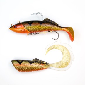 ProTack - Salty Slayer Shad - Gold Tiger - 360 Gramm inkl. Wechselkörper | Meeresköder zum Heilbutt und Dorsch angeln in Norwegen und Island