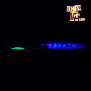 ProTack - Evo S-Jigger Pilker - UV Blau Silber - Glow Scale - 500 Gramm| Klassiker zum Angeln auf Heilbutt, Dorsch und Köhler in Norwegen