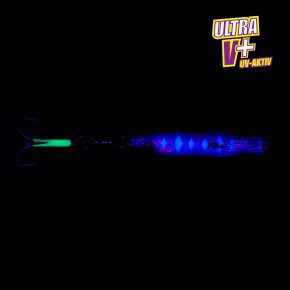 ProTack - Evo S-Jigger Pilker - UV Blau Silber - Glow Scale - 150 Gramm| Klassiker zum Angeln auf Heilbutt, Dorsch und Köhler in Norwegen