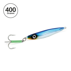 ProTack - Giddy Slayer Pilker - Blau Silber - Glow Belly - 400 Gramm | Meeresköder für das Angeln auf Heilbutt, Dorsch & Köhler in Norwegen & Island