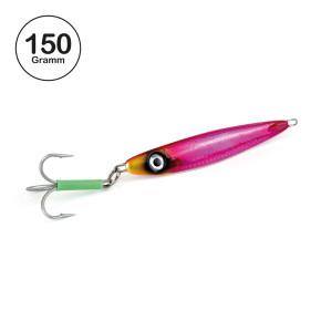 ProTack - Giddy Slayer Pilker - Pink Silber - Glow Belly - 150 Gramm | Meeresköder für das Angeln auf Heilbutt, Dorsch & Köhler in Norwegen & Island