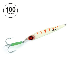 ProTack - Power Slayer Pilker - Glow Tiger - 100 Gramm | Top Meeresköder zum Angeln auf Heilbutt, Köhler, Dorsch und Pollack in Norwegen