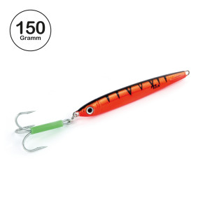 ProTack - Power Slayer Pilker - Orange UV Tiger - 150 Gramm | Top Meeresköder zum Angeln auf Heilbutt, Köhler, Dorsch und Pollack in Norwegen