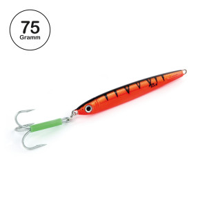 ProTack - Power Slayer Pilker - Orange UV Tiger - 75 Gramm | Top Meeresköder zum Angeln auf Heilbutt, Köhler, Dorsch und Pollack in Norwegen