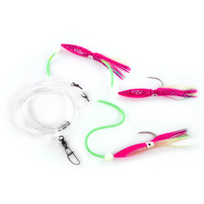 Pro Tack - Seehecht Montage Premium - Pink / Glow | Norwegen Tiefsee Vorfach für Seehecht, Leng & Lumb – Leuchtschlauch Naturköderrig